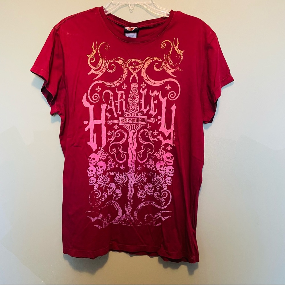 Harley Davidson, ladies T-shirt beautiful burgundy, extra large